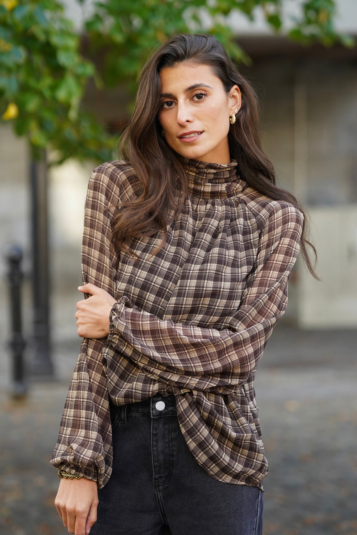 Blouse à nouer Laureen marron