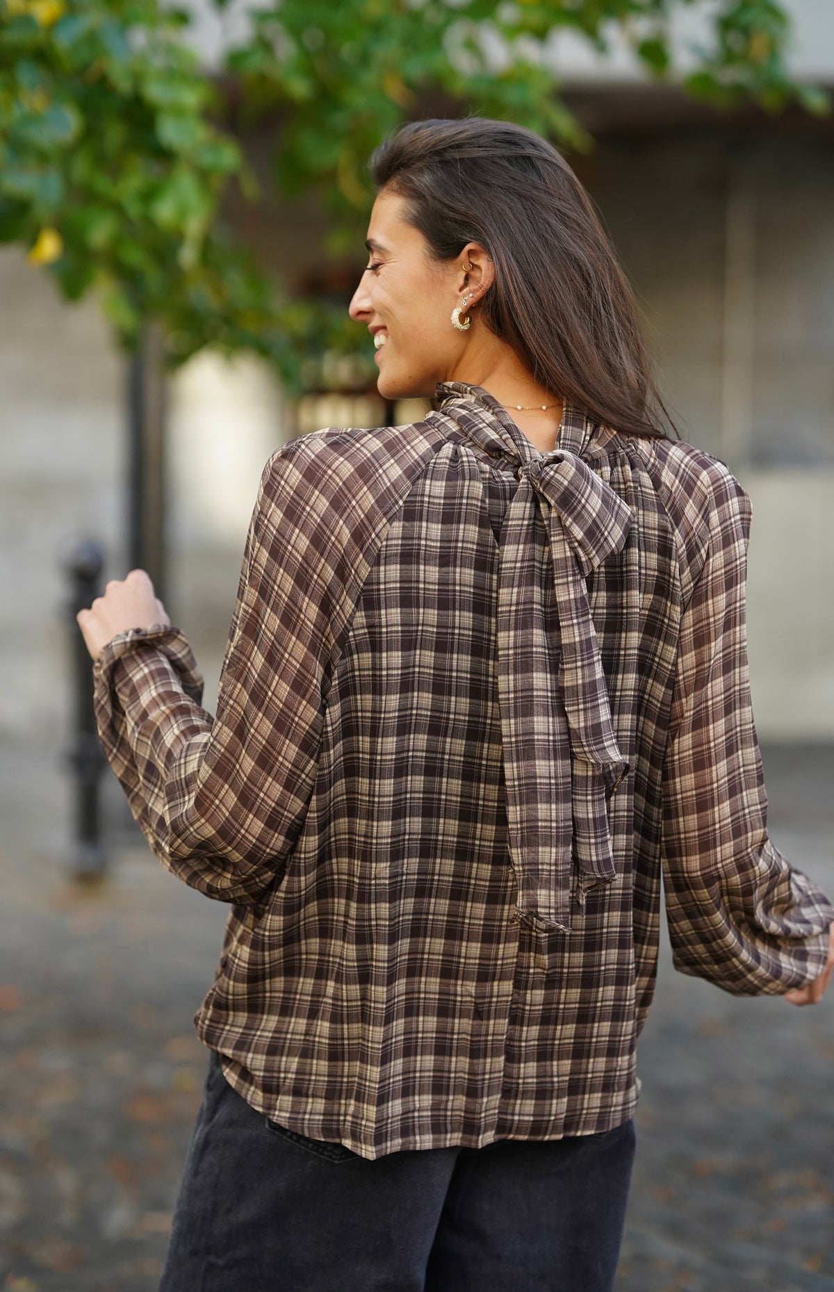 Blouse à nouer Laureen marron