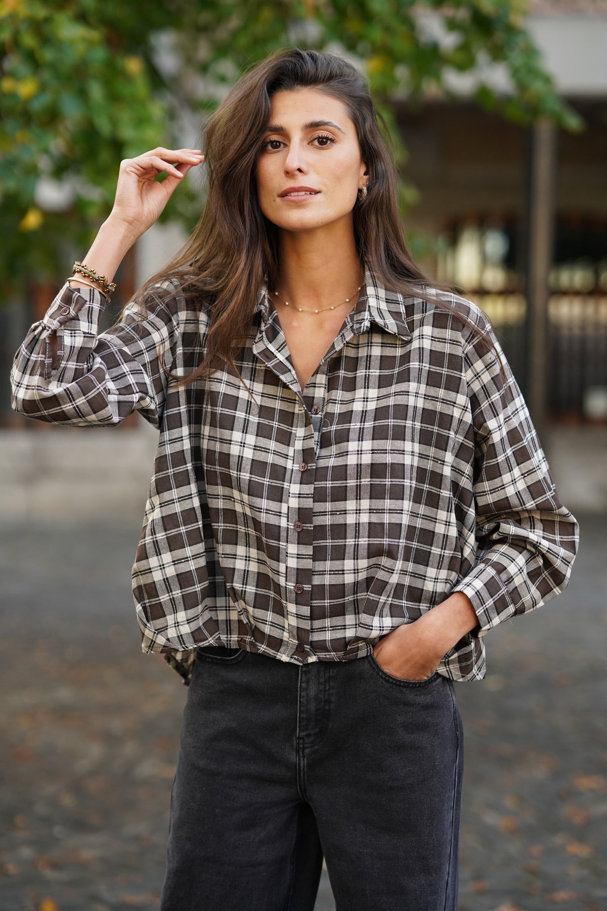 Chemise crop Isabelle choco