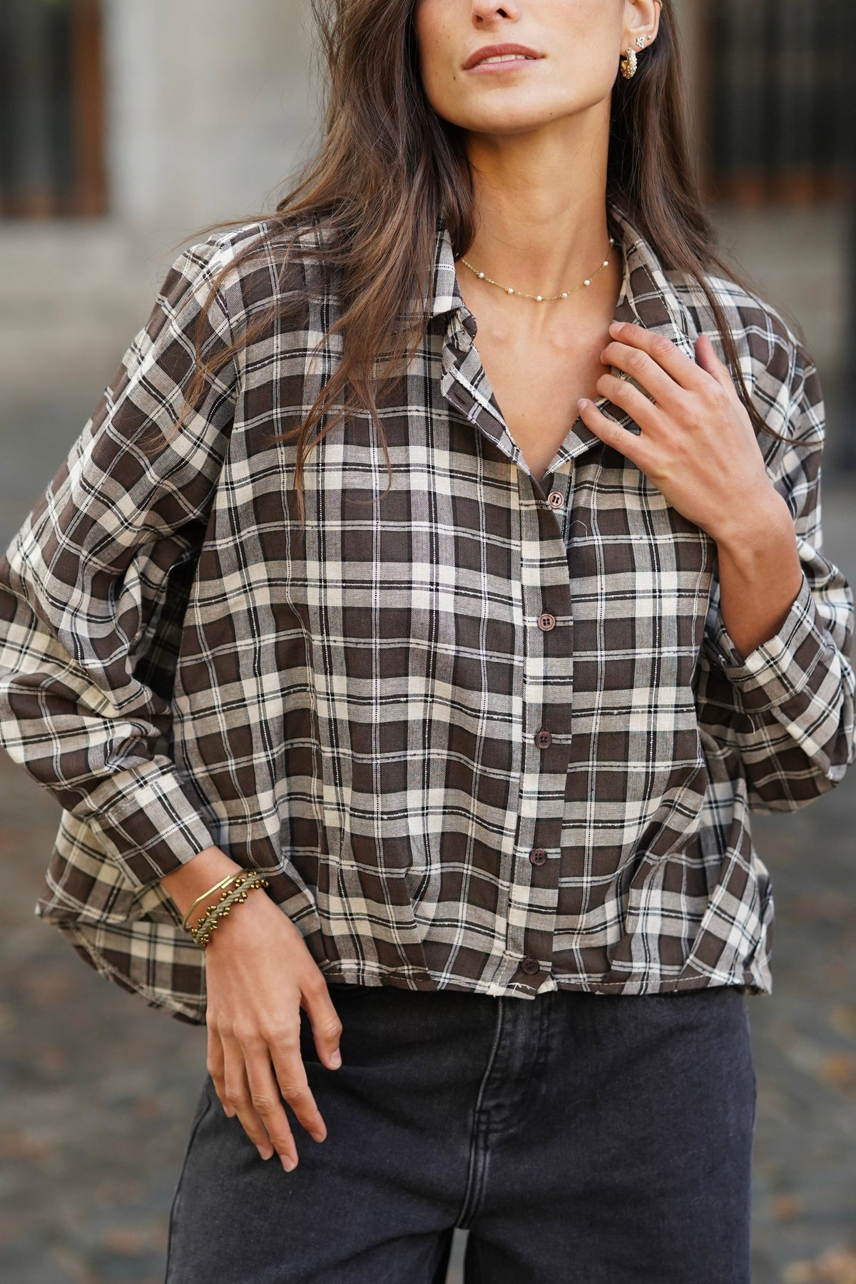 Chemise crop Isabelle choco