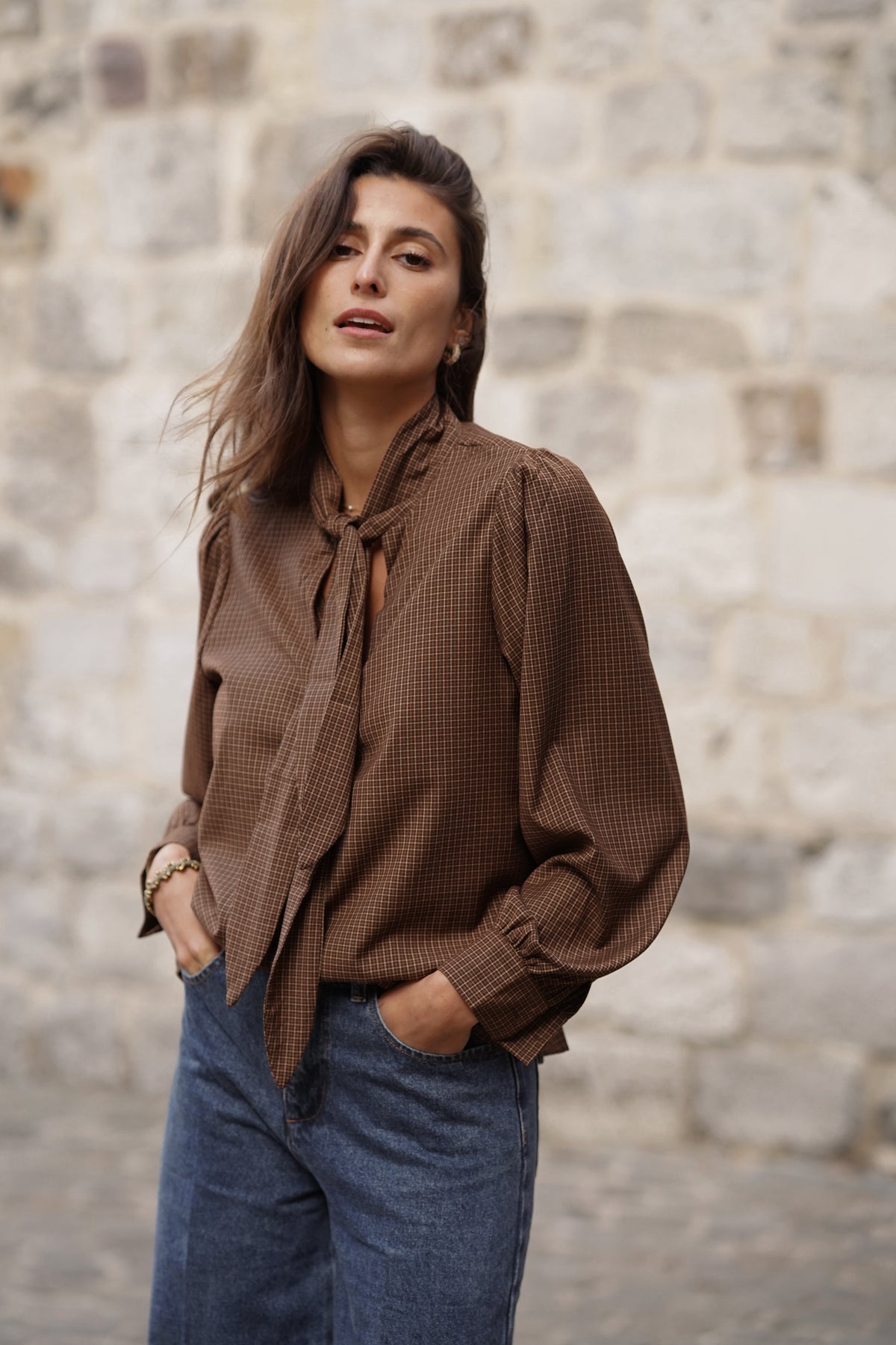 Blouse à nouer Kaiya marron