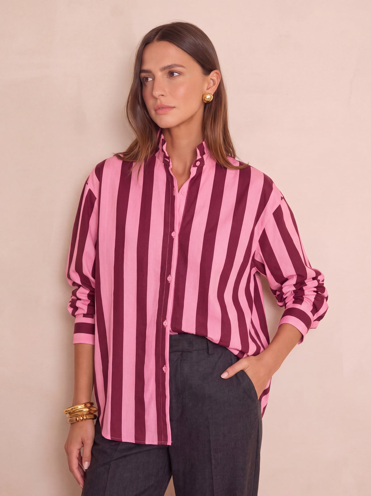 Chemise Margot rose ligné