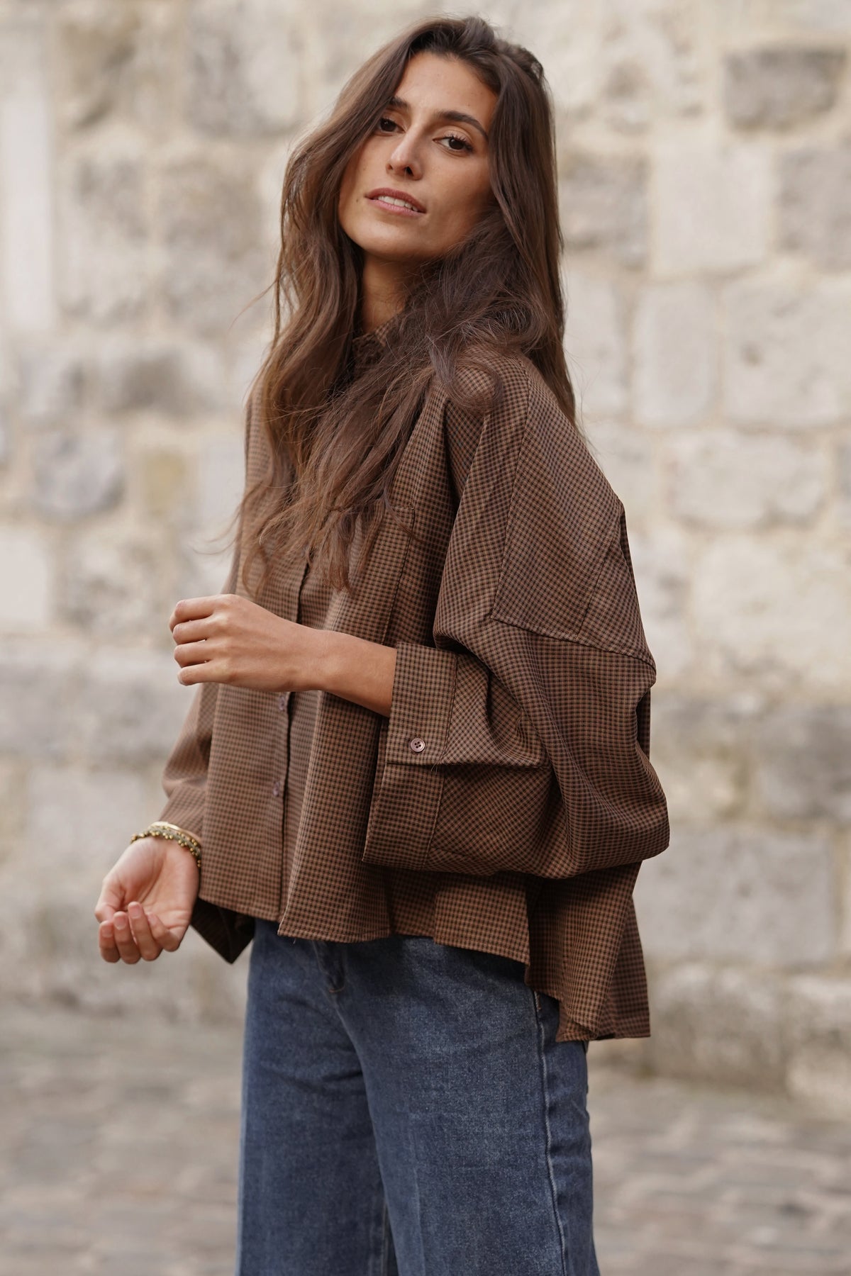 Chemise oversized Alfea marron