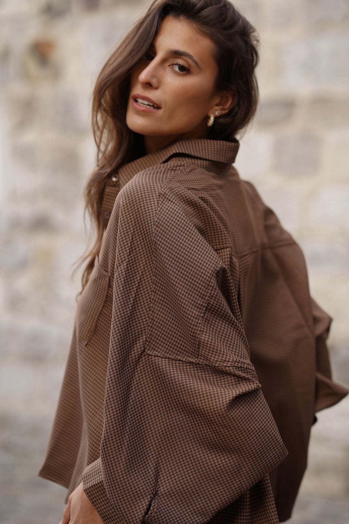 Chemise oversized Alfea marron