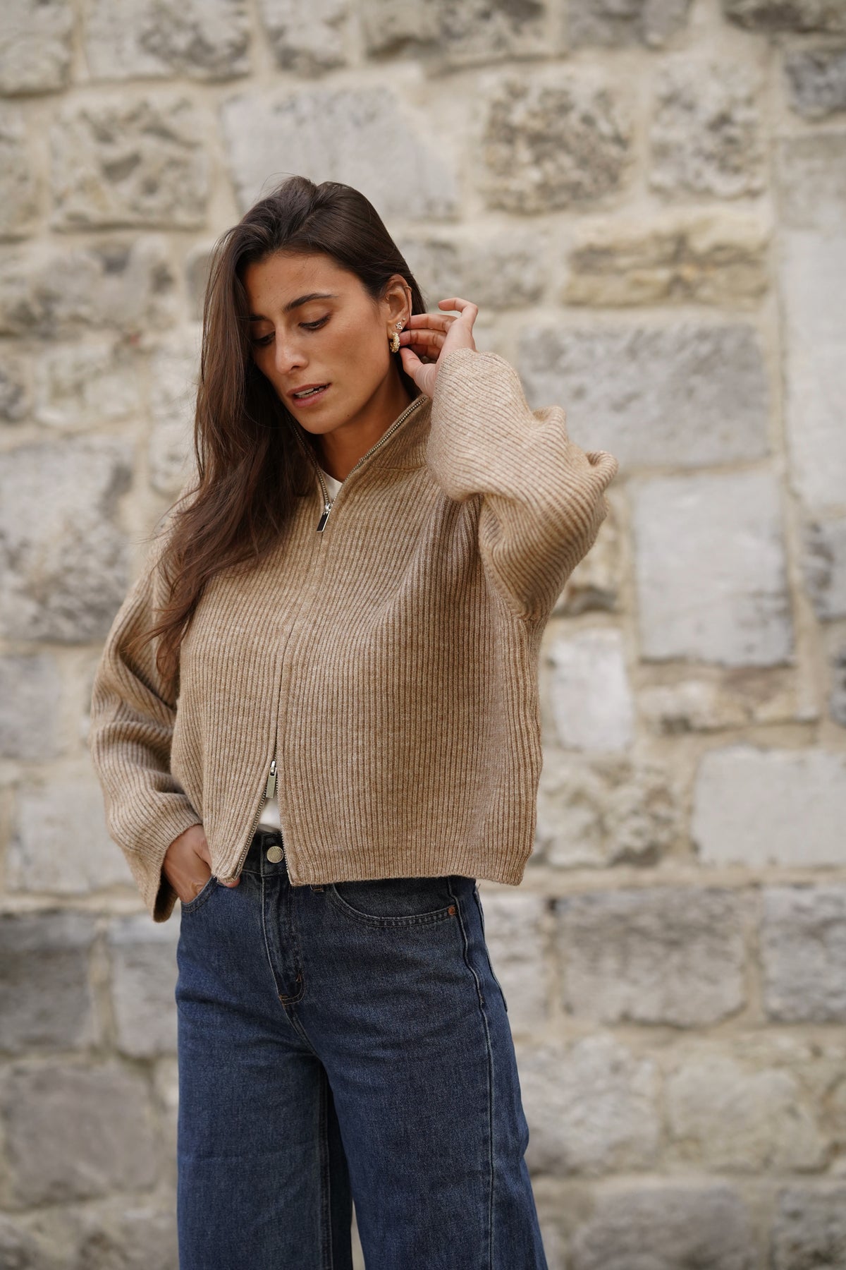 Gilet zippé Luke beige