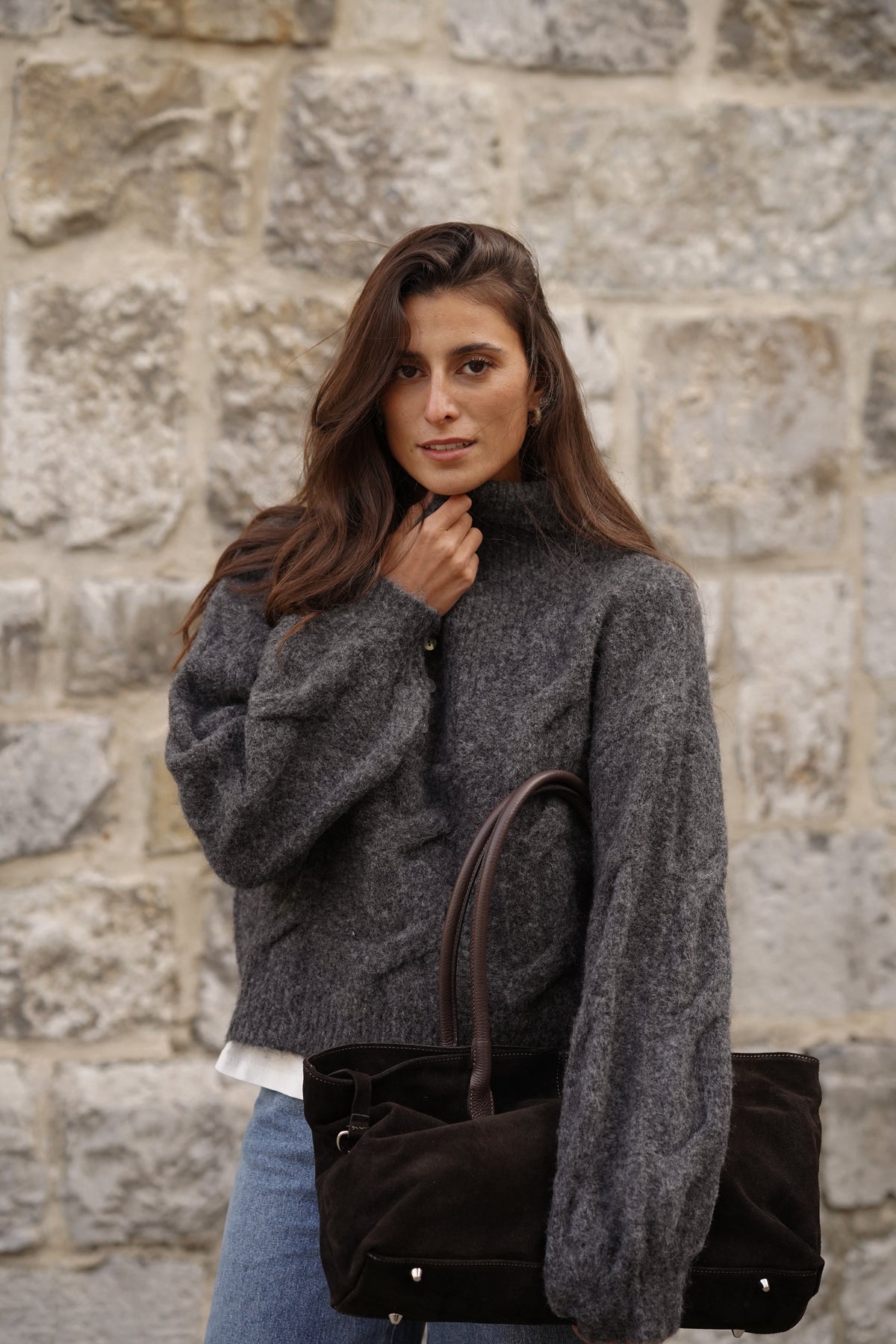 Pull col cheminée Nick gris