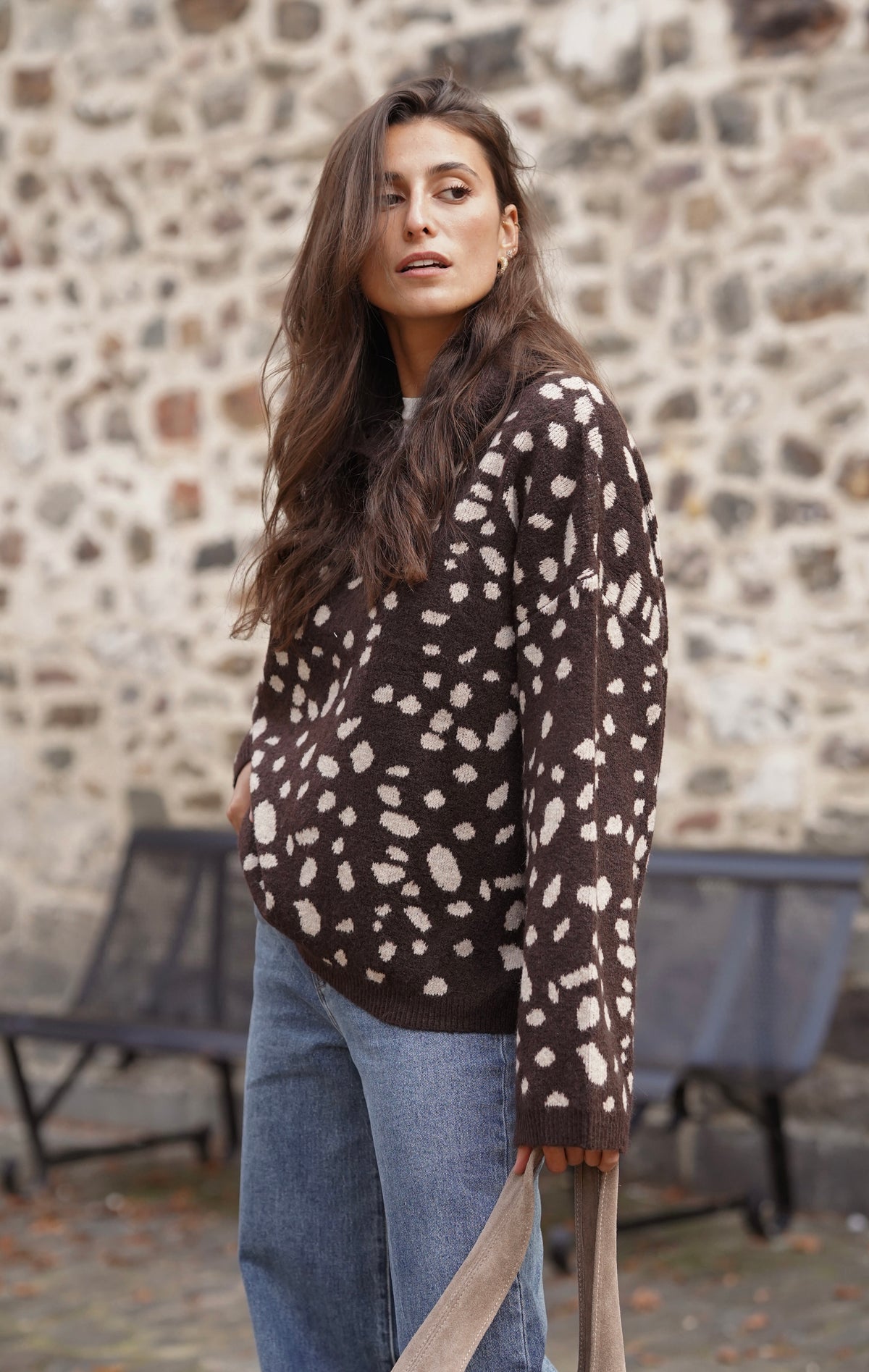 Pull Timmy imprimé marron