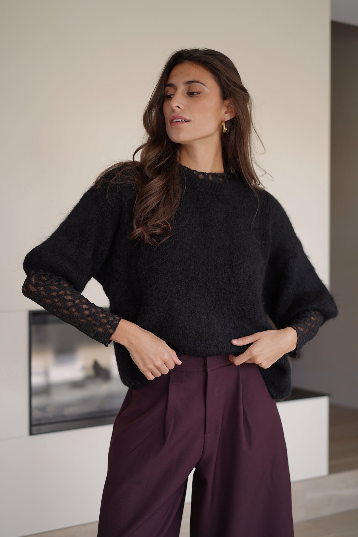 Pull manches larges Amel noir