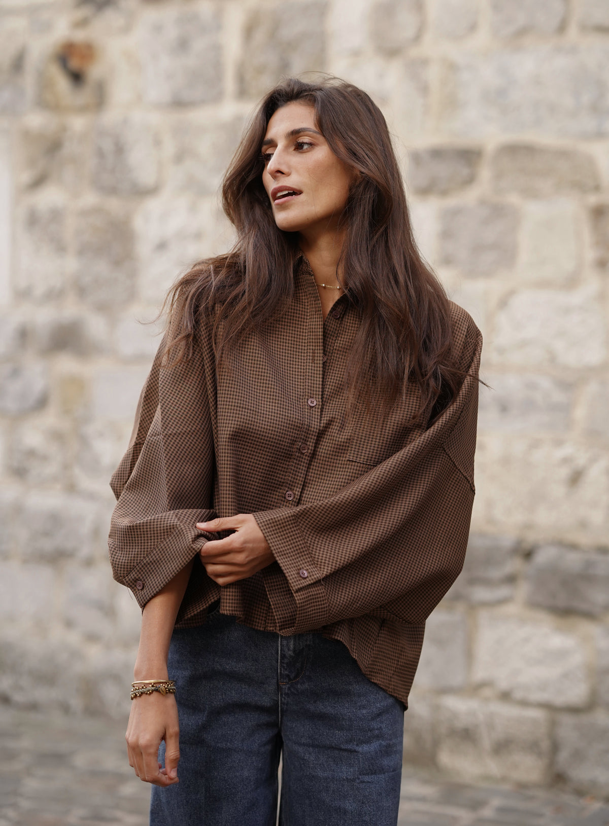 Chemise oversized Alfea marron