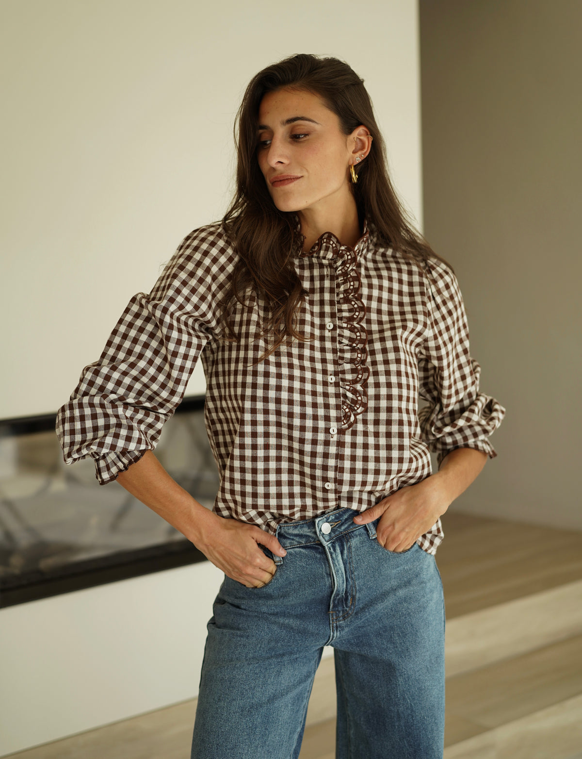 Chemise Colette carreaux marron
