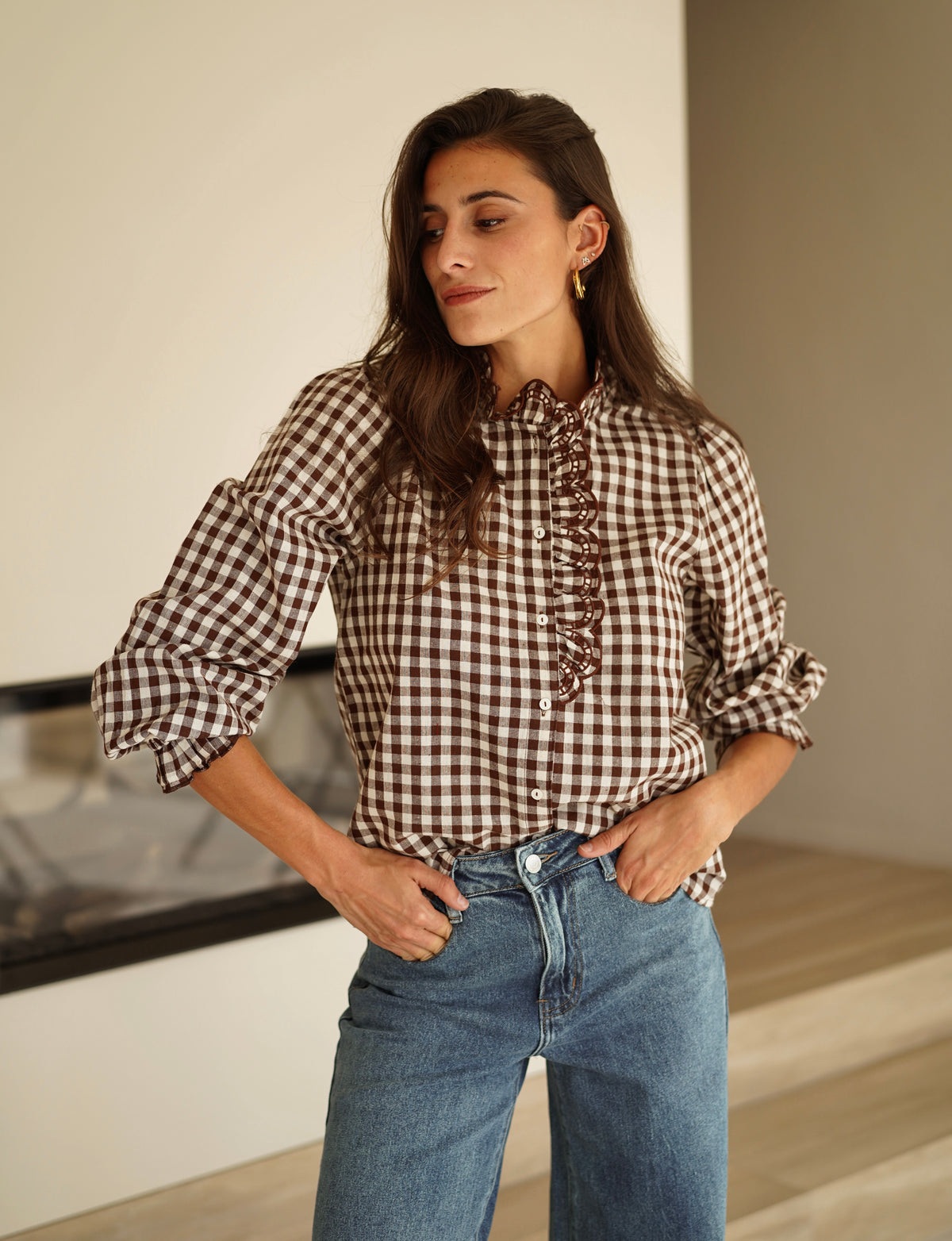 Chemise Colette carreaux marron