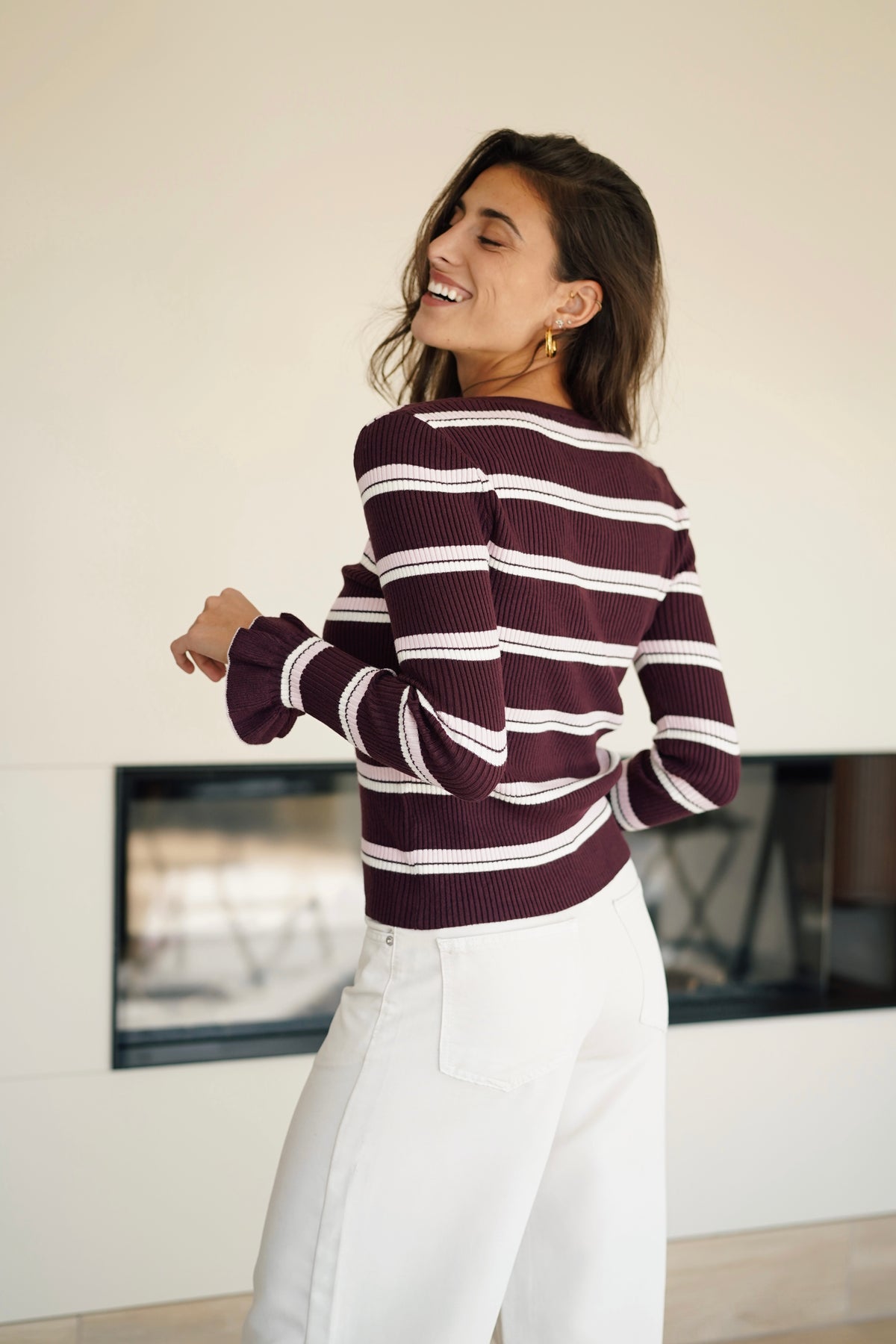 Pull à volants Toma bordeaux