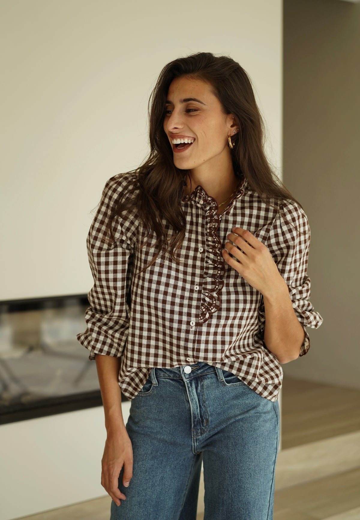 Chemise Colette carreaux marron
