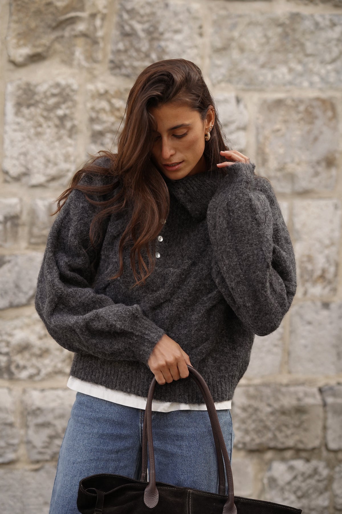 Pull col cheminée Nick gris