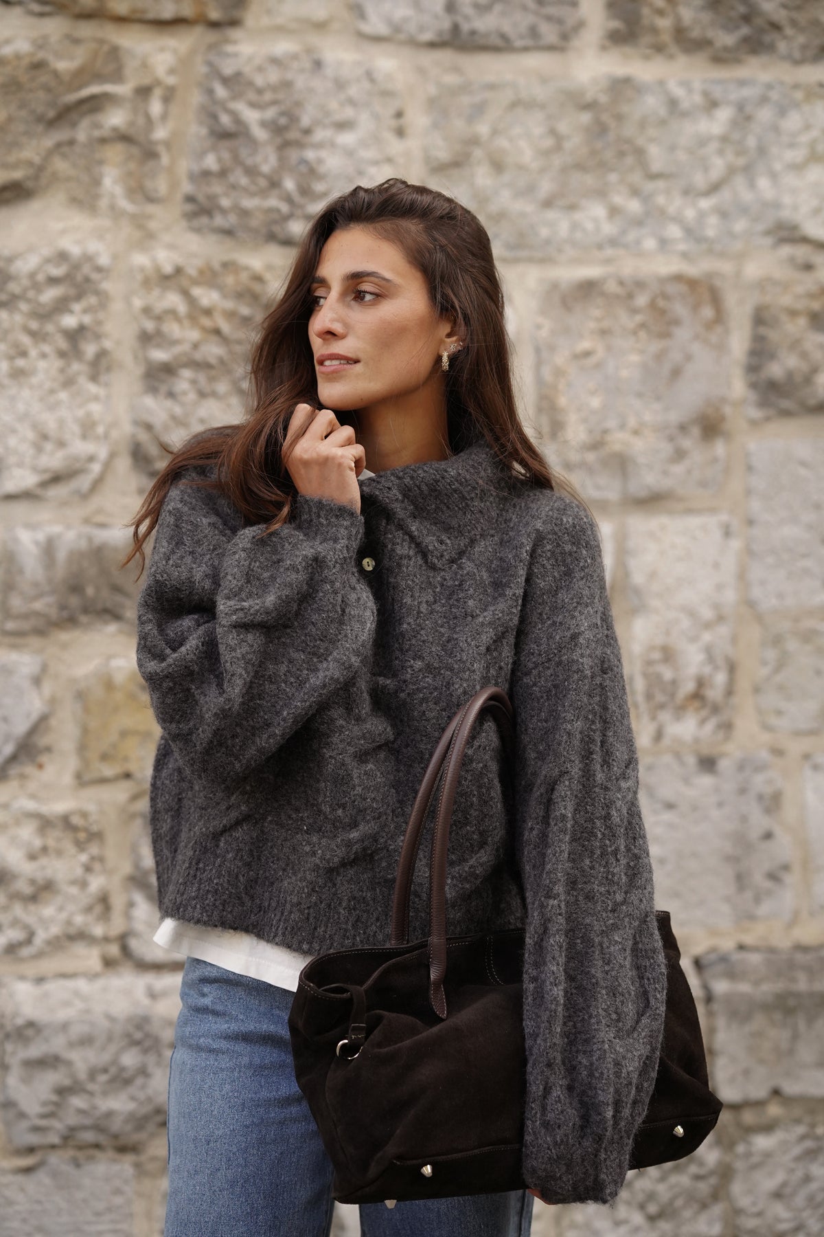 Pull col cheminée Nick gris
