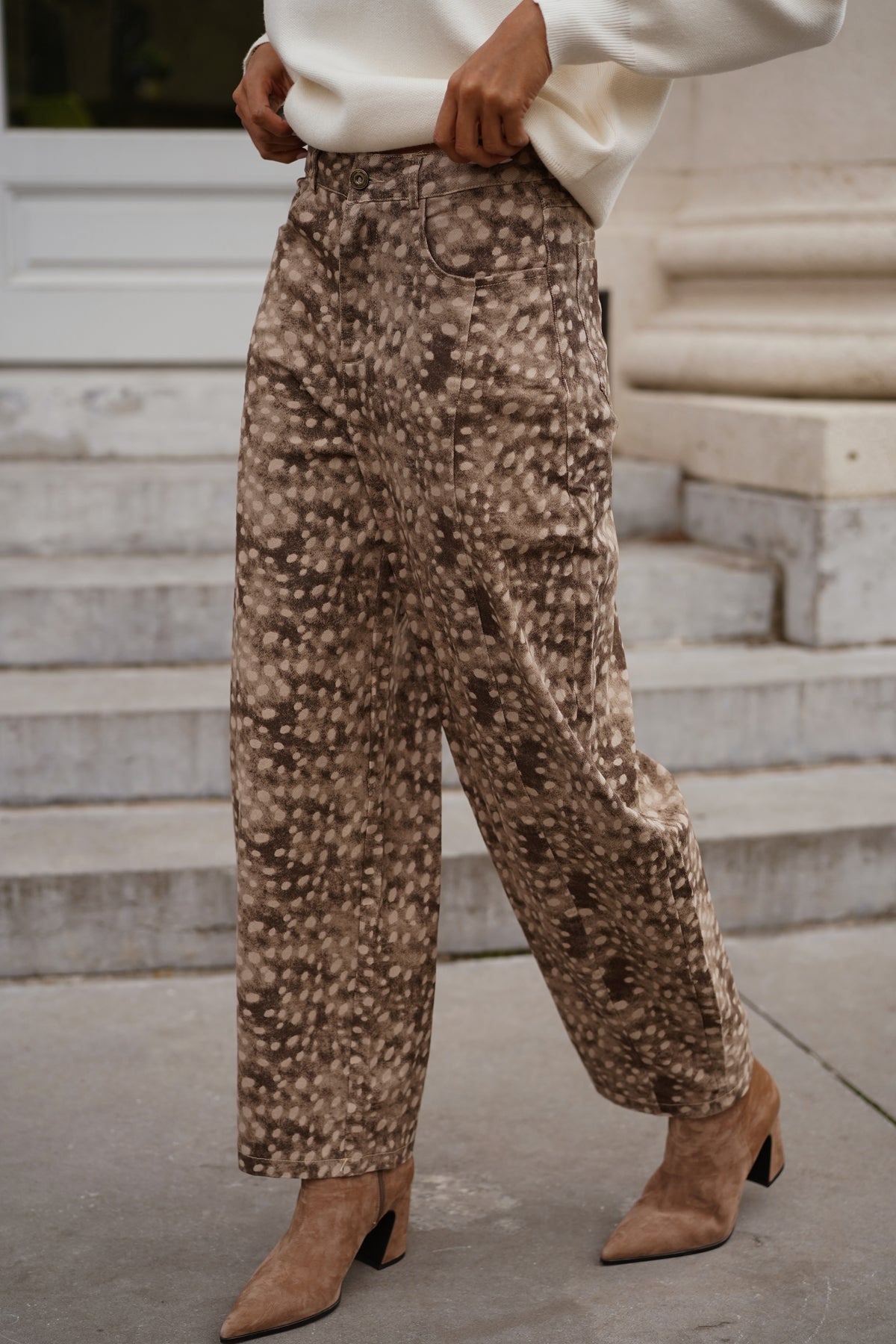 Pantalon Fredo imprimé marron