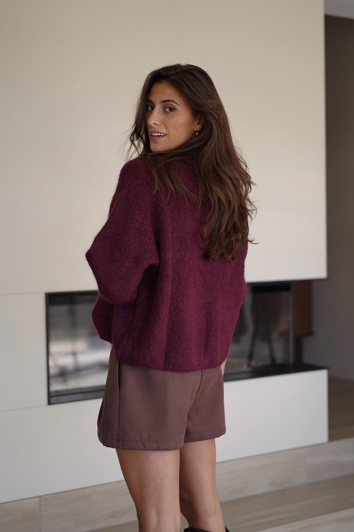 Pull manches larges Amel bordeaux