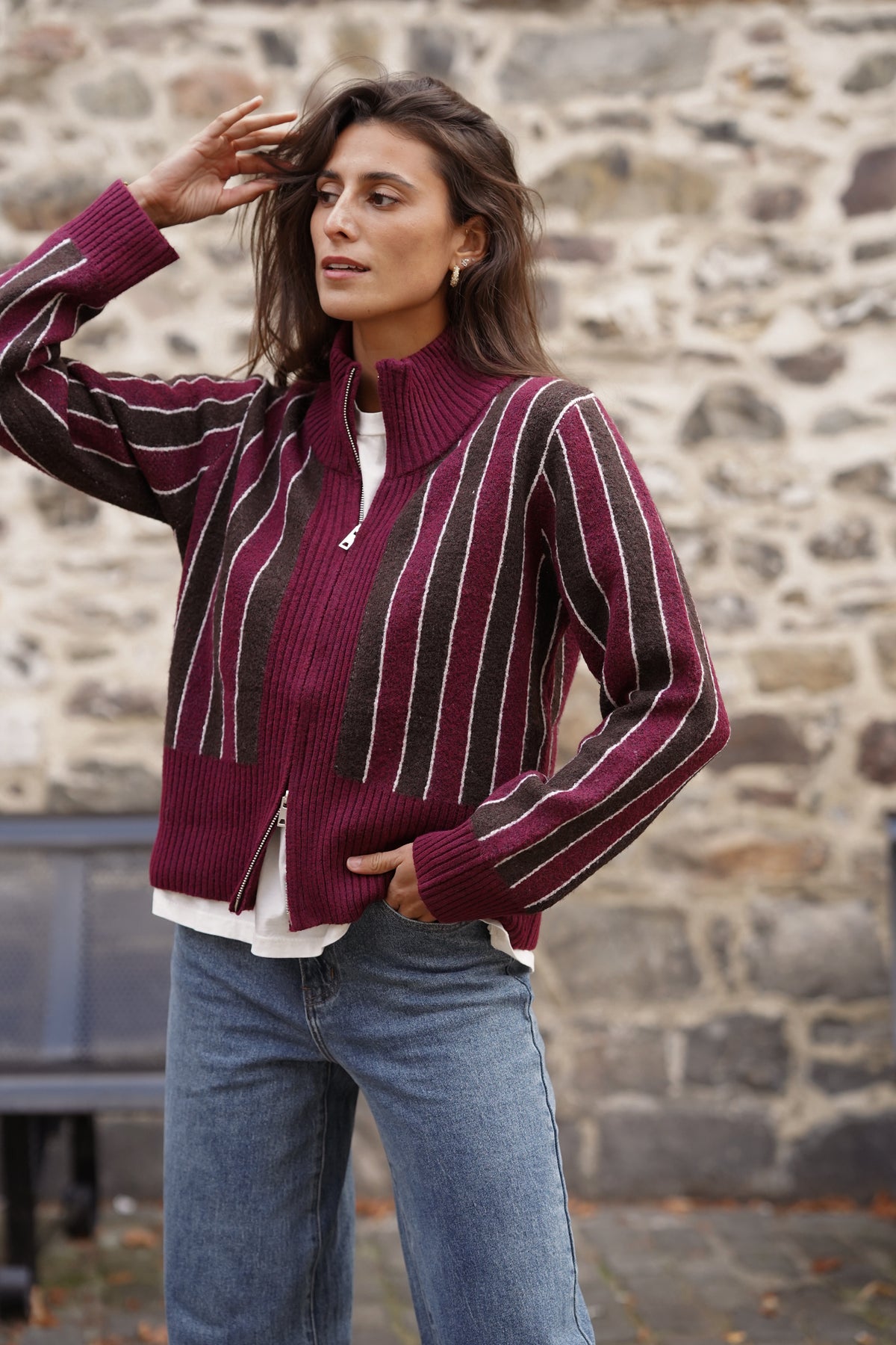 Gilet zip Seamus bordeaux