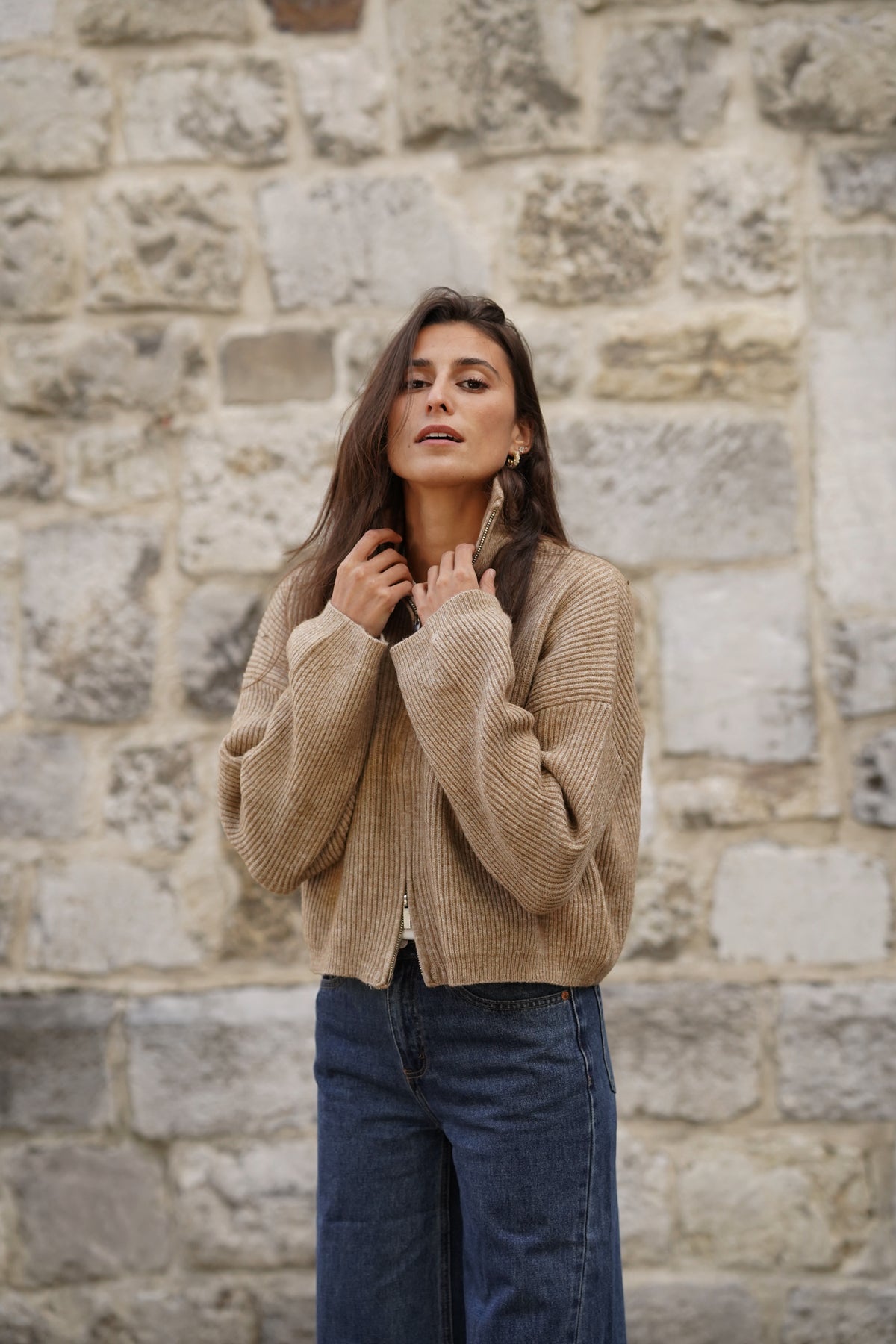 Gilet zippé Luke beige
