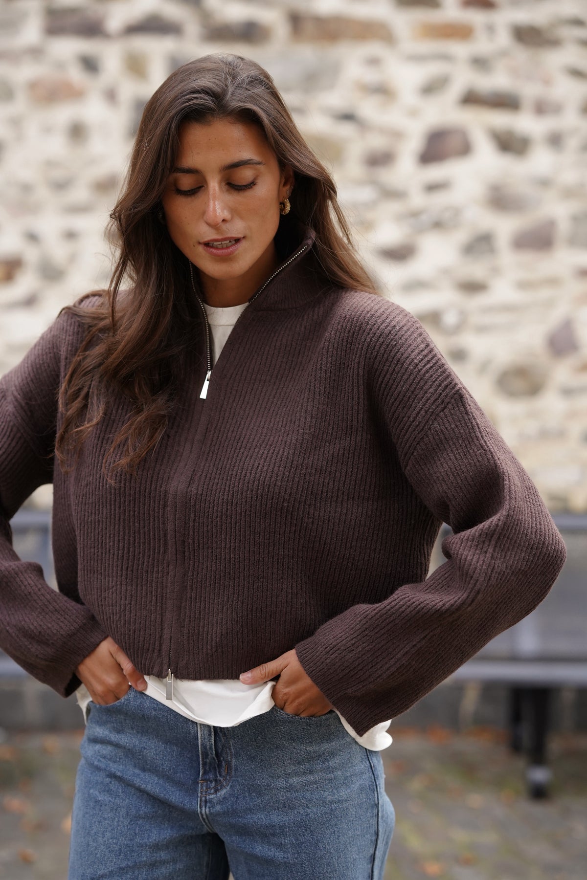 Gilet zippé Luke marron