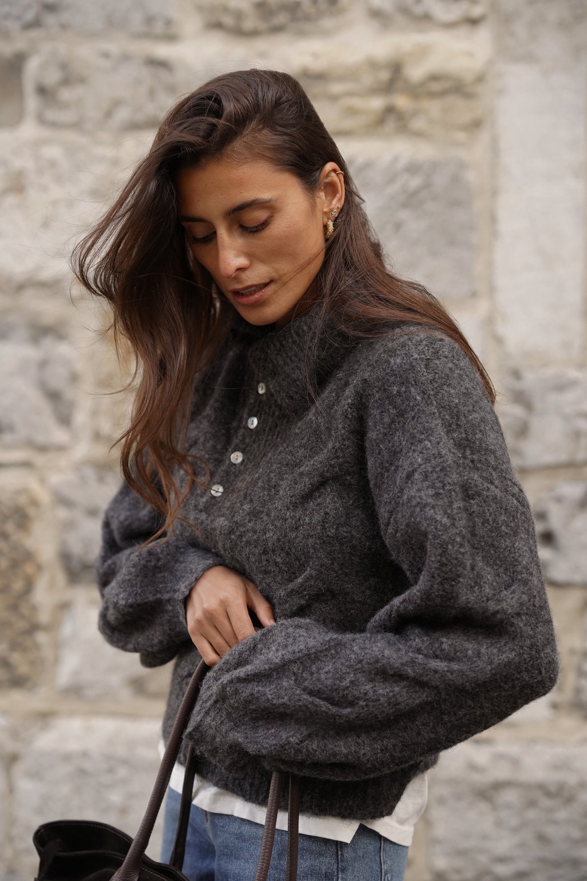 Pull col cheminée Nick gris