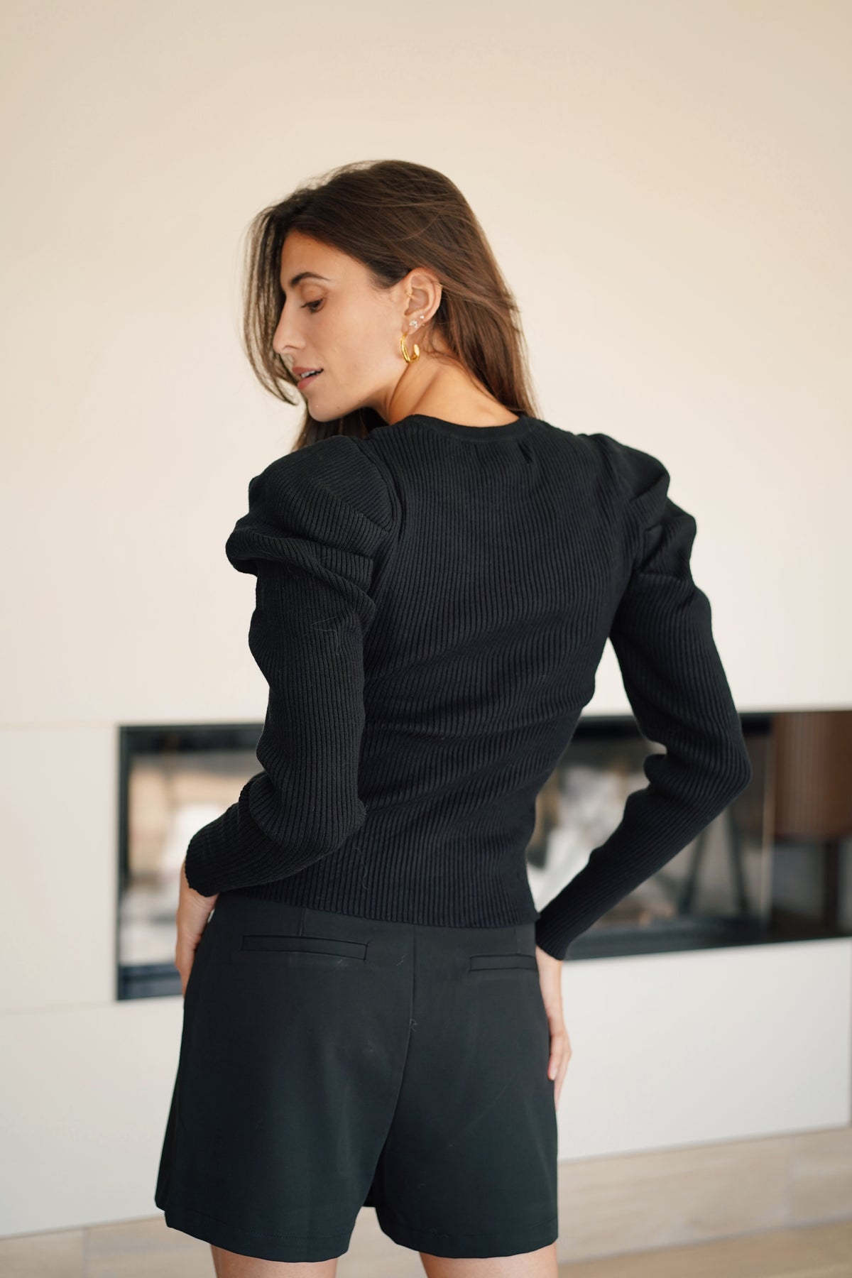Pull Manches Bouffantes Guy noir