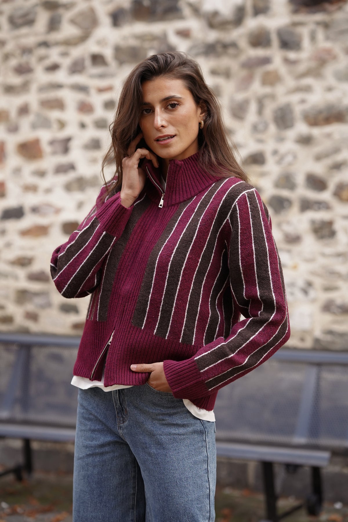 Gilet zip Seamus bordeaux