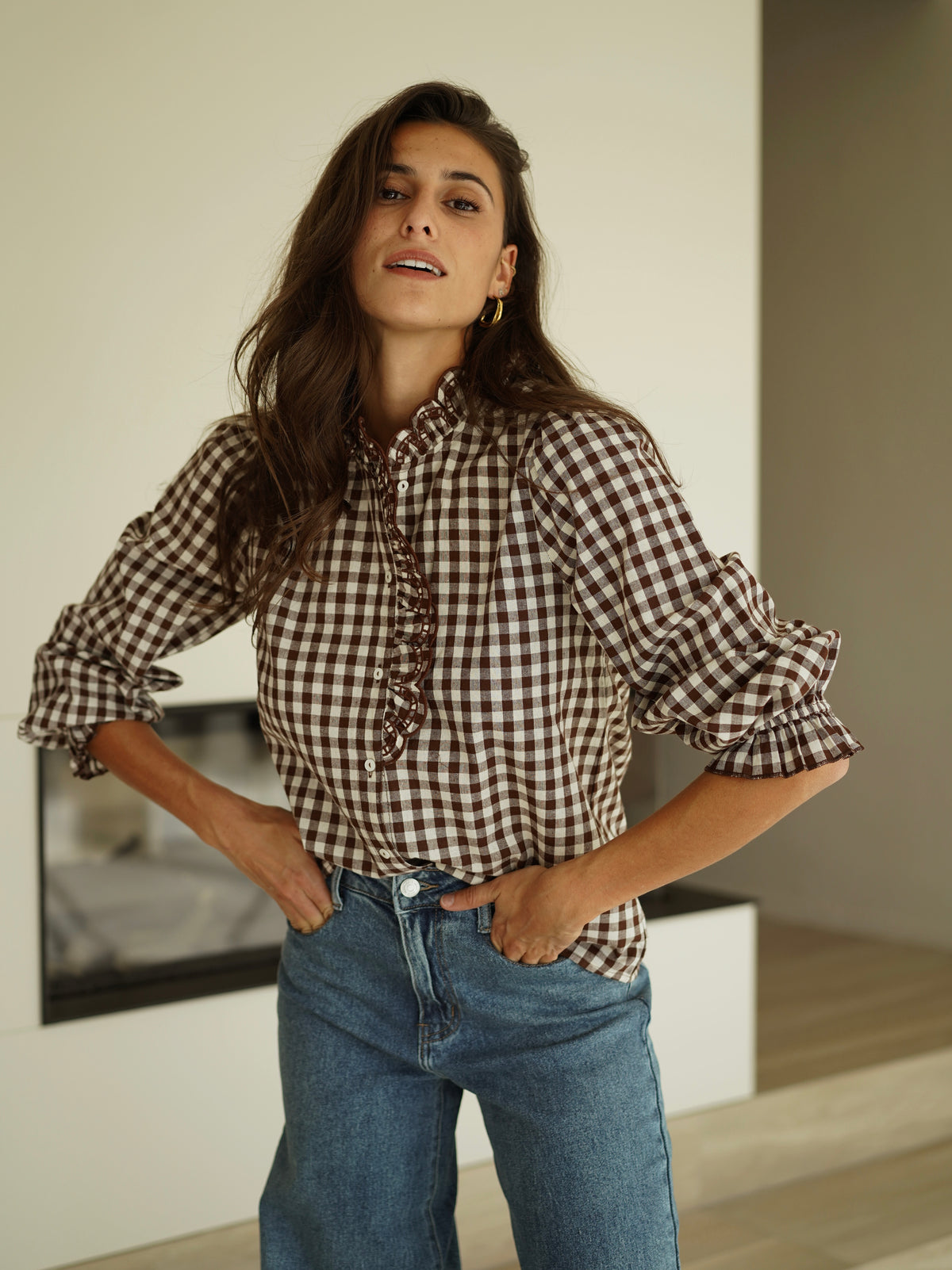 Chemise Colette carreaux marron