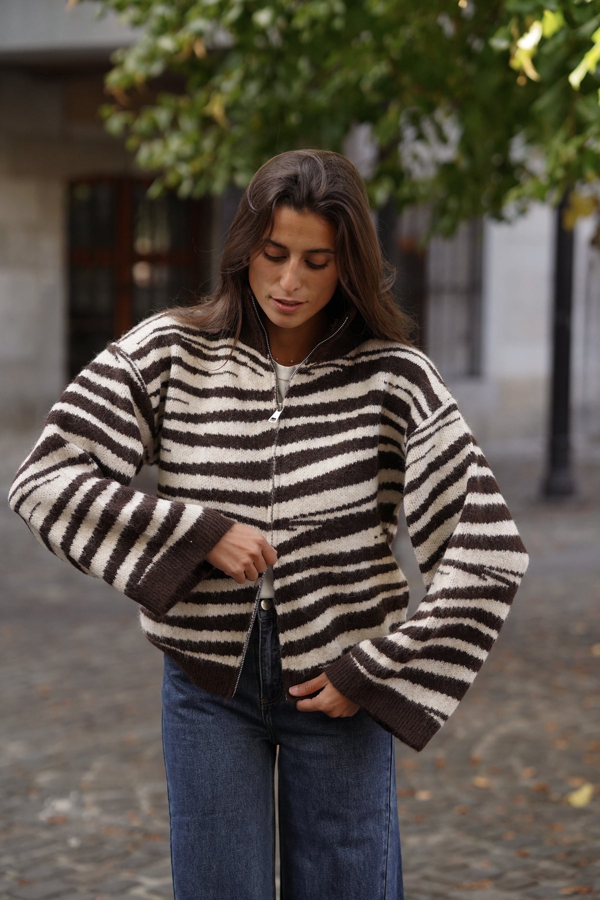 Gilet zip Marty imprimé zébre