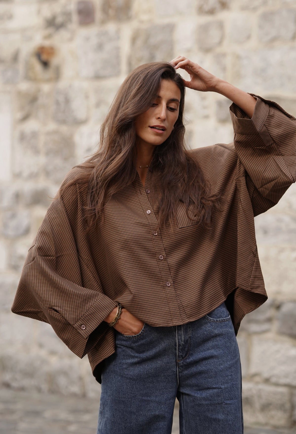 Chemise oversized Alfea marron