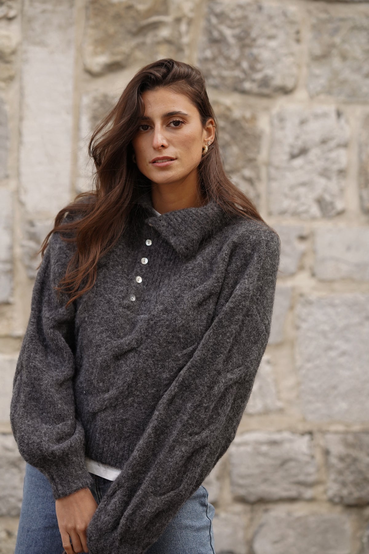 Pull col cheminée Nick gris
