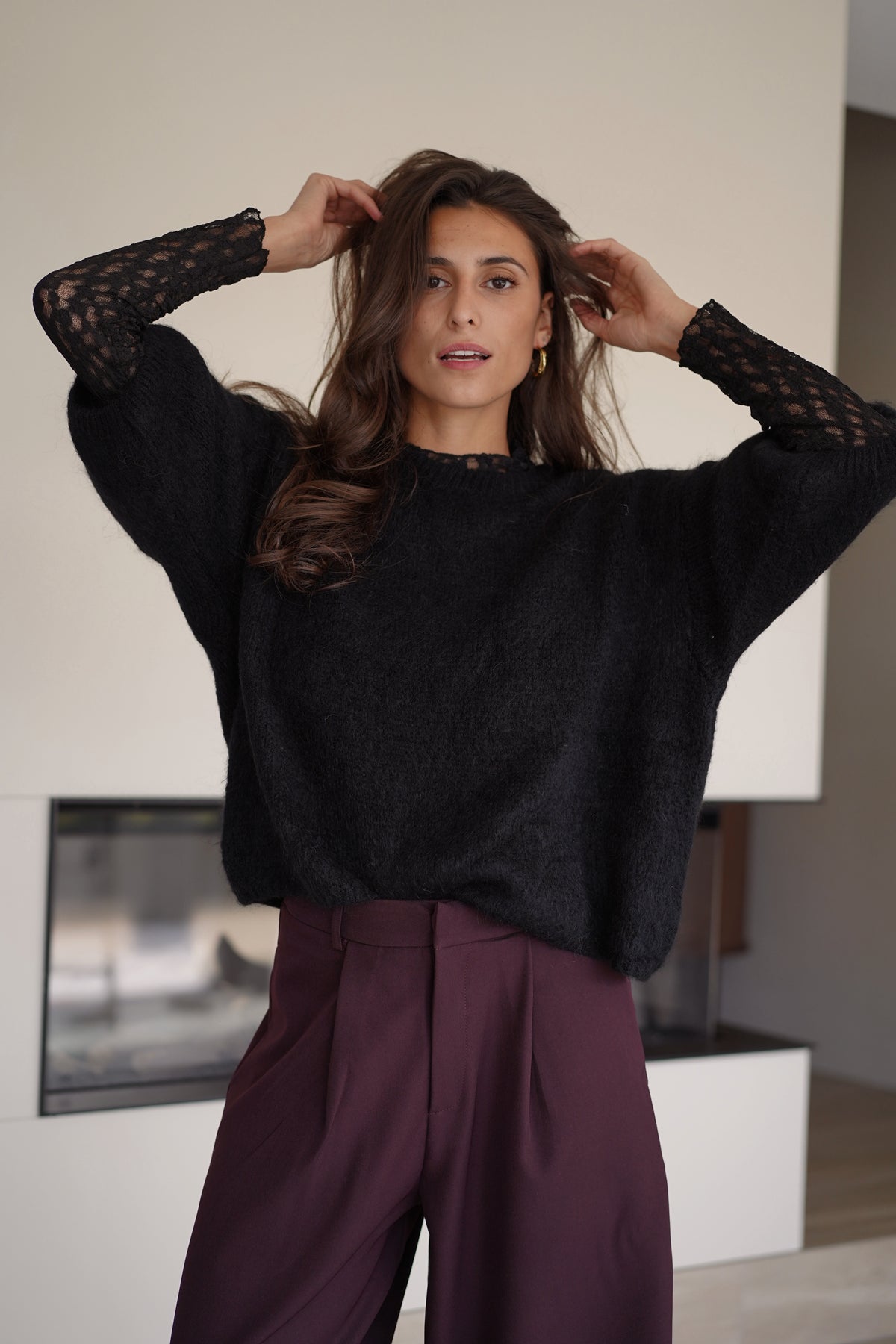 Pull manches larges Amel noir
