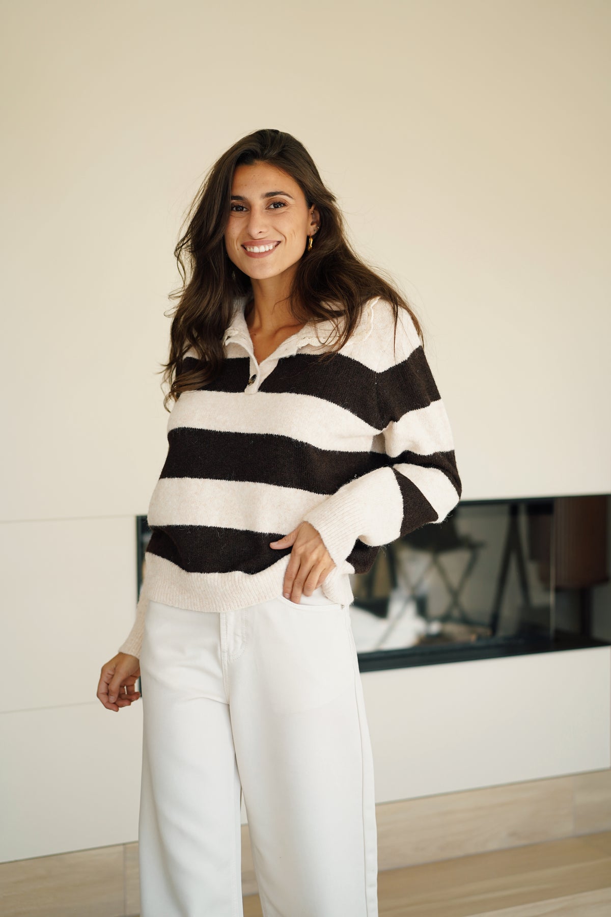 Pull Col Dentelle Helga beige