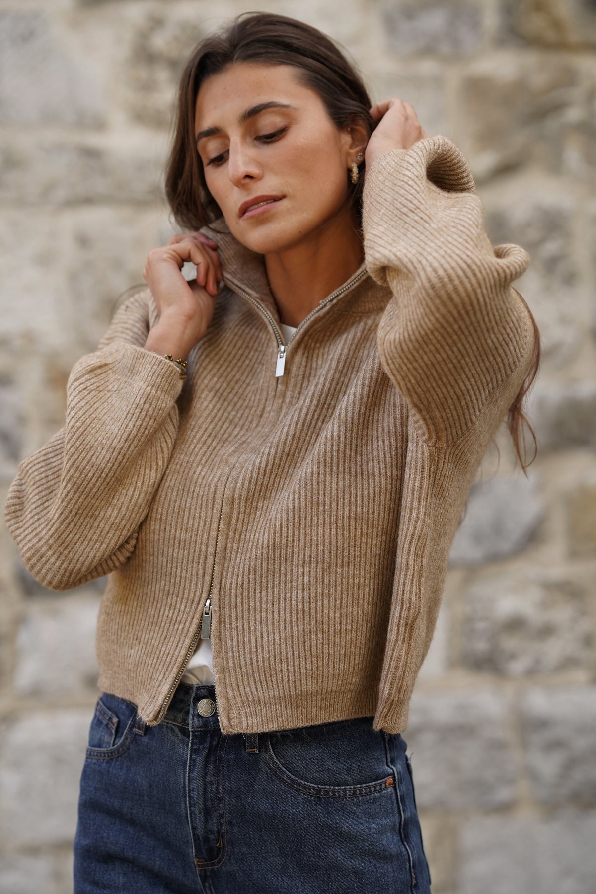 Gilet zippé Luke beige