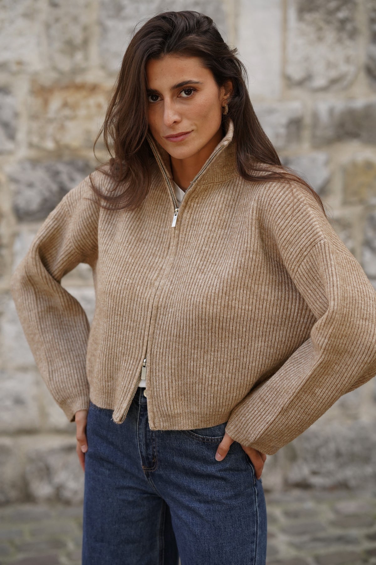 Gilet zippé Luke beige